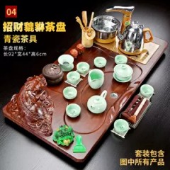 全自动家用整套功夫茶具套装陶瓷玻璃茶壶茶杯茶道实木茶台茶盘
