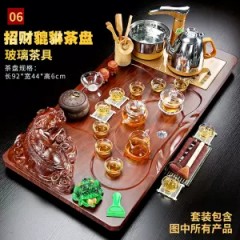全自动家用整套功夫茶具套装陶瓷玻璃茶壶茶杯茶道实木茶台茶盘