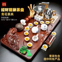 全自动家用整套功夫茶具套装陶瓷玻璃茶壶茶杯茶道实木茶台茶盘