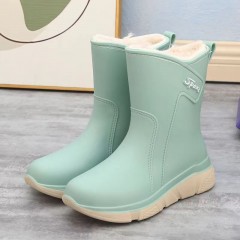 雨鞋女时尚款四季外穿韩版中筒防水防滑厚底水靴保暖水鞋厨房同款