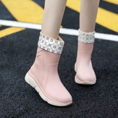 雨鞋女时尚款四季外穿韩版中筒防水防滑厚底水靴保暖水鞋厨房同款