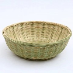 竹编收纳筐家用圆形藤编馒头竹筐水果篮头层竹青编织竹制品竹篮子