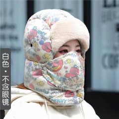 眼镜帽子一体围脖雷锋帽女冬款骑车加绒加厚保暖防风防寒时尚洋气
